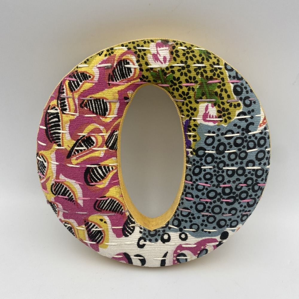 Anthropologie Letter O Lower Case Fabric Patchwork Boho Wall‎ Decor Multicolor